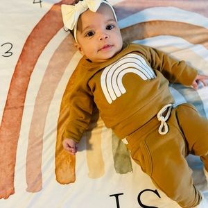 Mebie baby rainbow crew neck sweat set!!